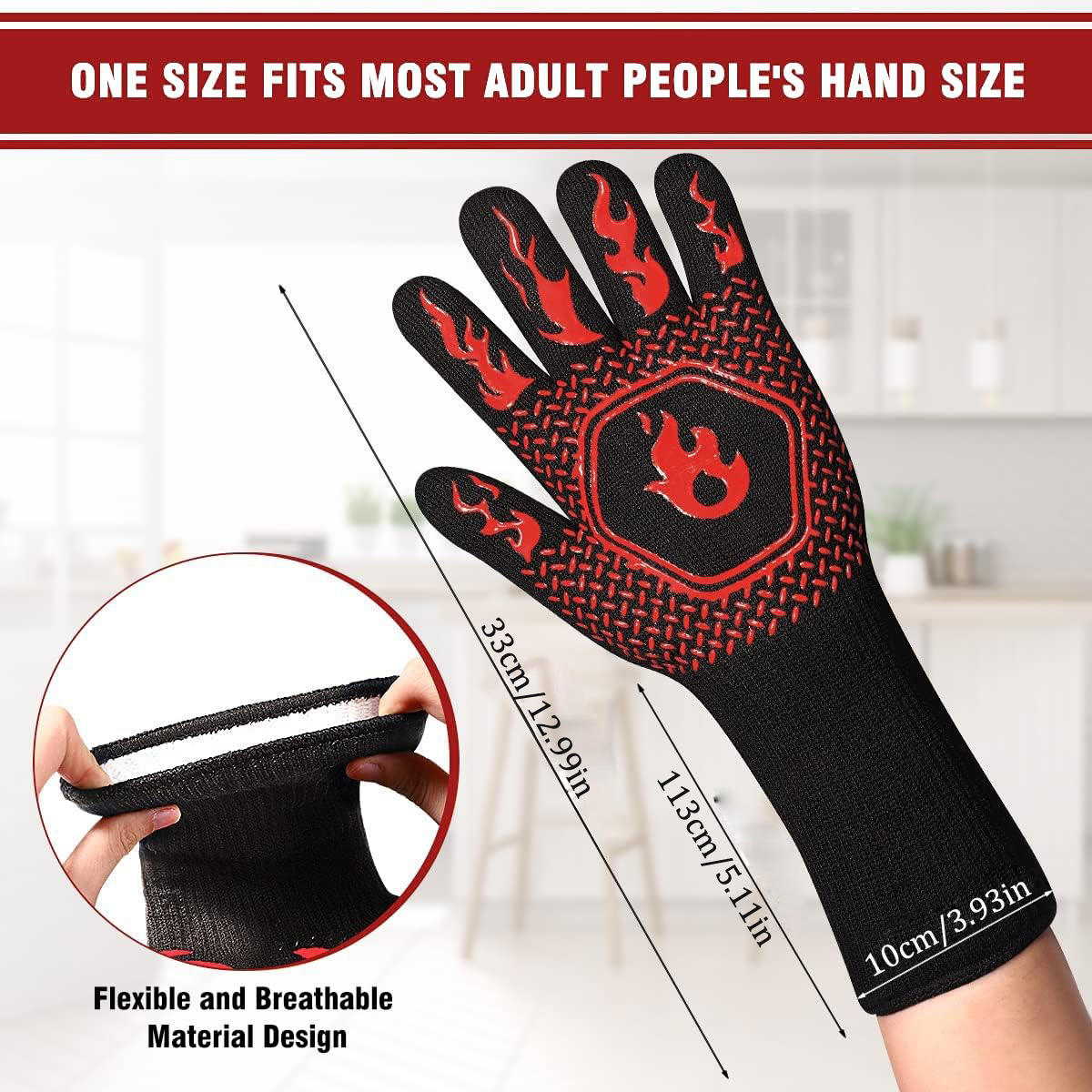 BBQ Grill Gloves High Temp Res - Kitchen Baking Gloves recensione e prezzo