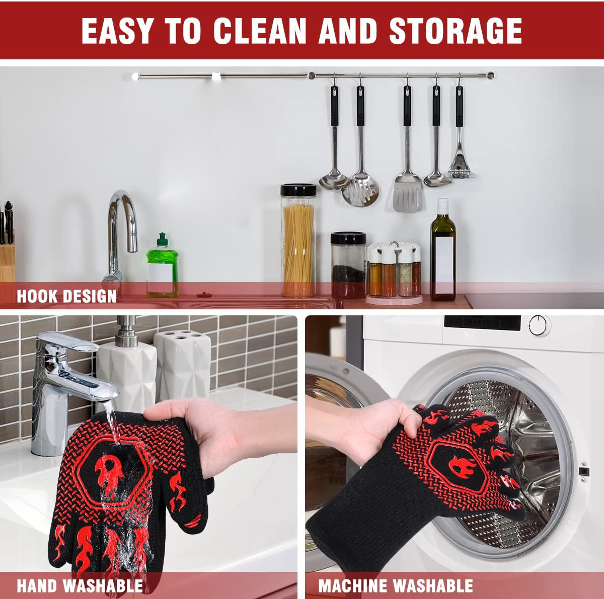 BBQ Grill Gloves High Temp Res - Kitchen Baking Gloves recensione e prezzo