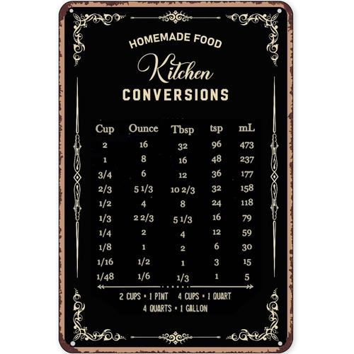 Rustic Tin Sign Decor Baking S - Kitchen Baking Conversion Chart recensione e prezzo