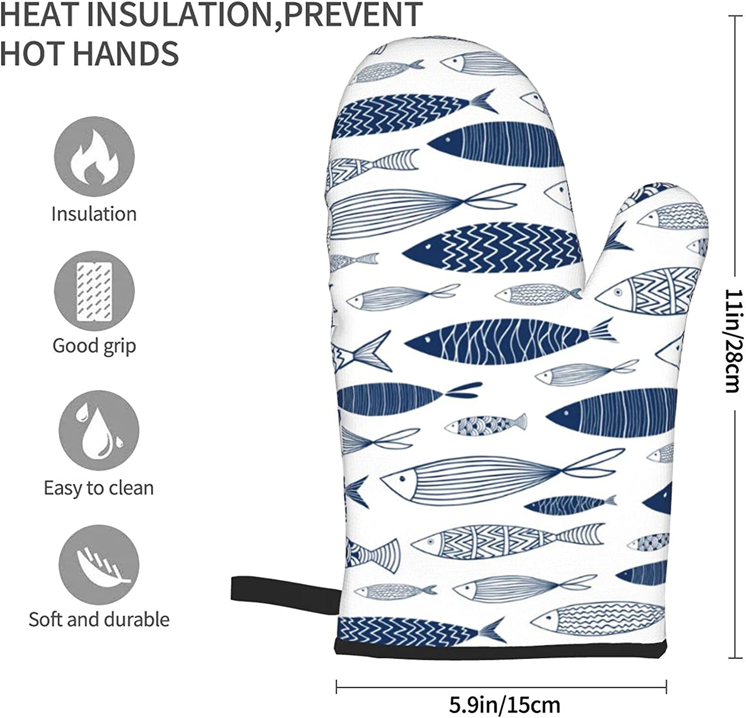 Blue Fishes Oven Mitts/Gloves  - Kitchen Baking Gloves recensione e prezzo