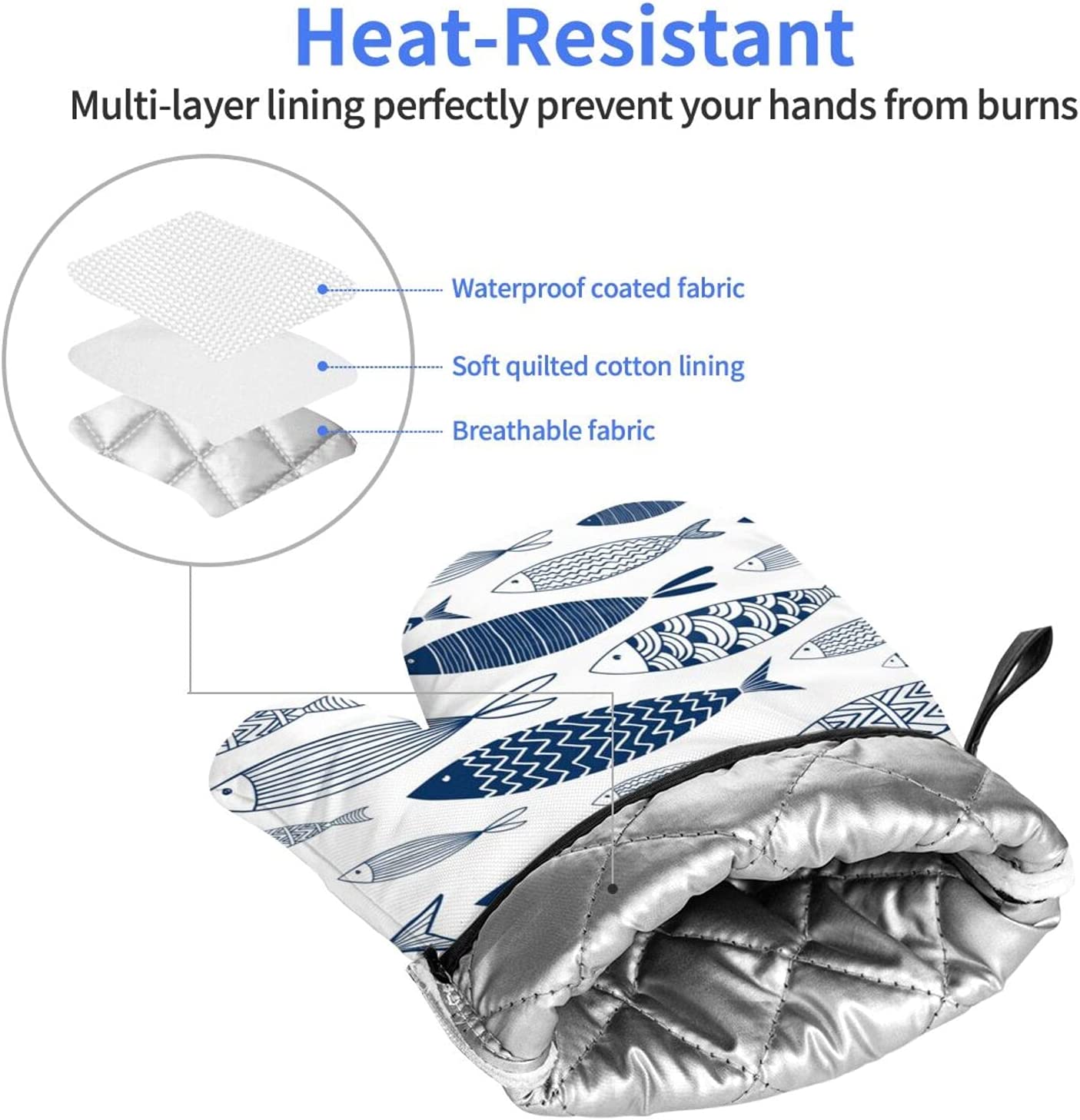 Blue Fishes Oven Mitts/Gloves  - Kitchen Baking Gloves recensione e prezzo