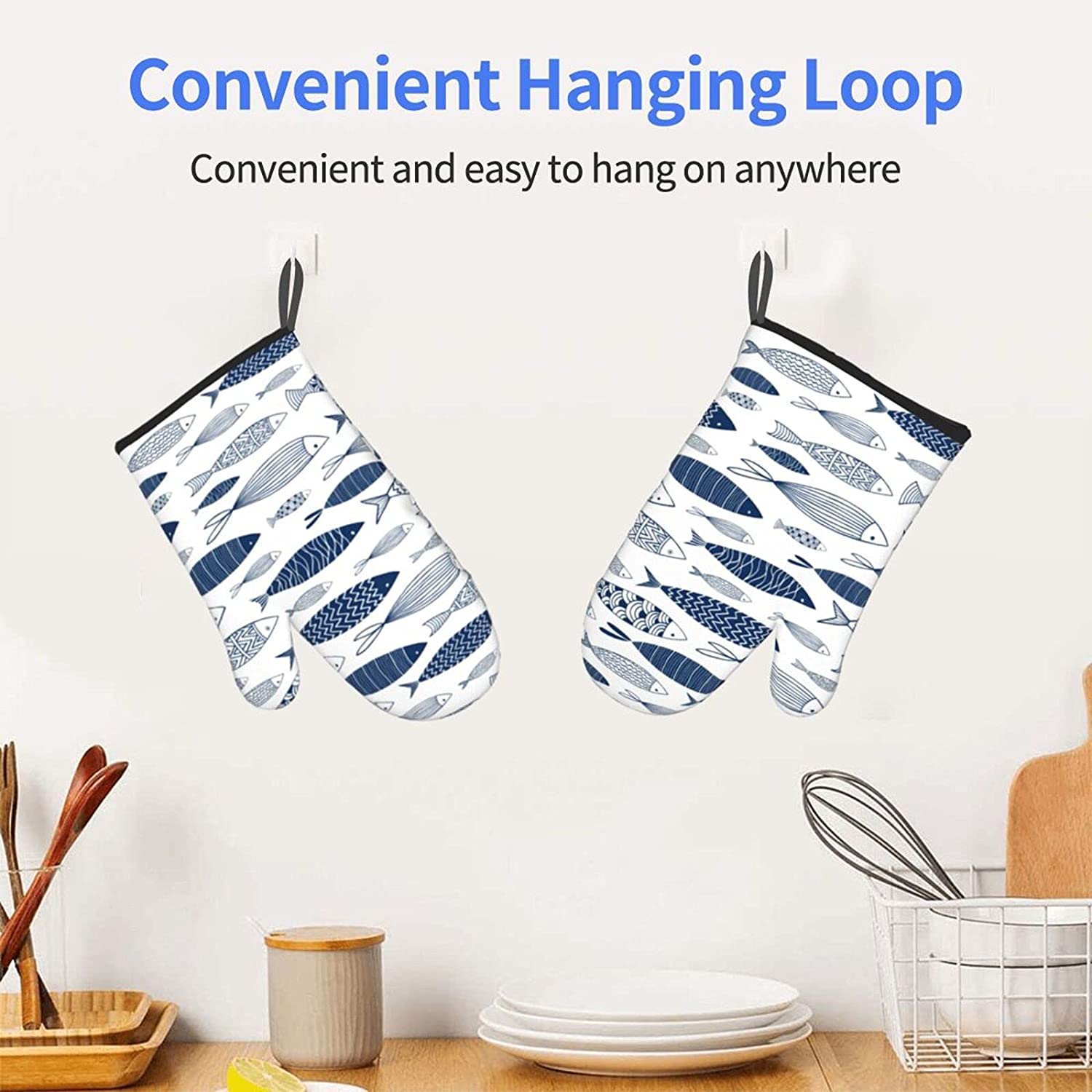 Blue Fishes Oven Mitts/Gloves  - Kitchen Baking Gloves recensione e prezzo