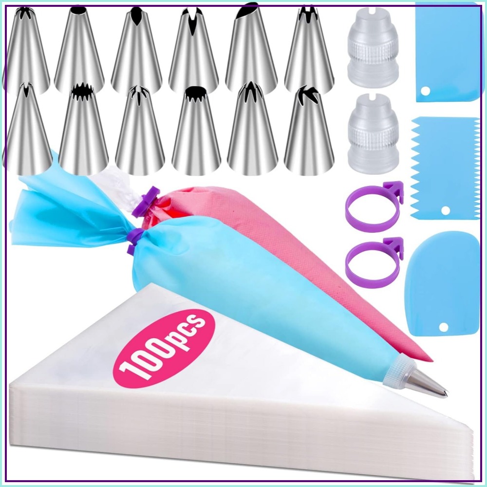 100 Pcs Disposable Pastry Bags - Decorating Tip Set recensione e prezzo