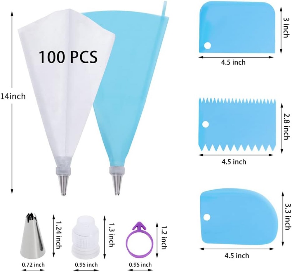 100 Pcs Disposable Pastry Bags - Decorating Tip Set recensione e prezzo