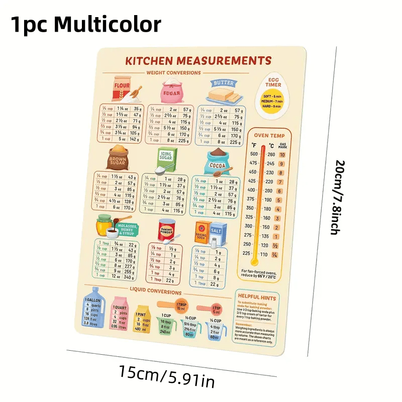 1PC Kitchen Conversion Chart,  - Kitchen Baking Conversion Chart recensione e prezzo