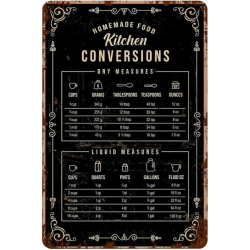 Vintage Funny Metal Tin Sign 1 - Kitchen Baking Conversion Chart recensione e prezzo