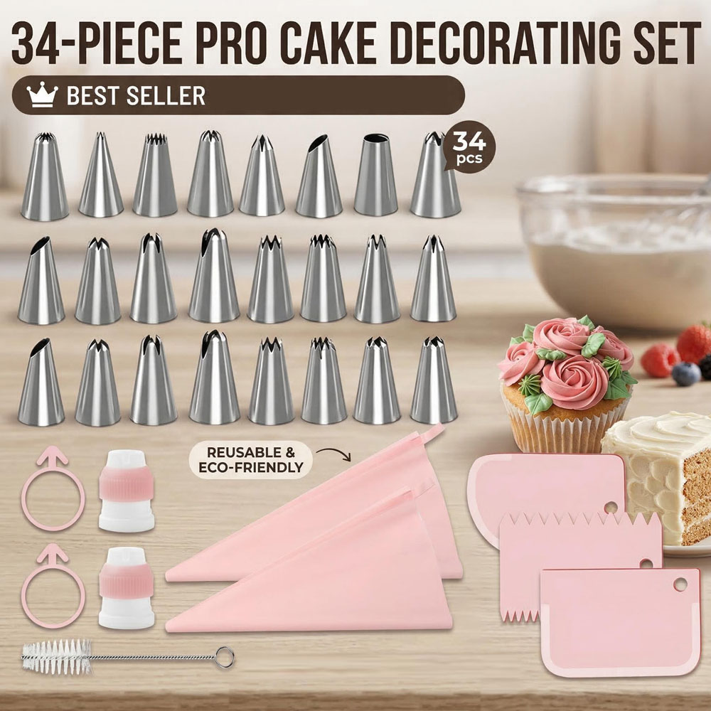 34pcs Piping Tips Set with TPU - Decorating Tip Set recensione e prezzo