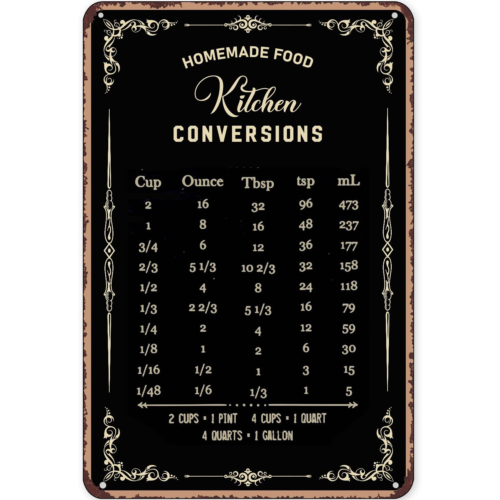 Rustic Tin Sign Decor Baking S - Kitchen Baking Conversion Chart recensione e prezzo