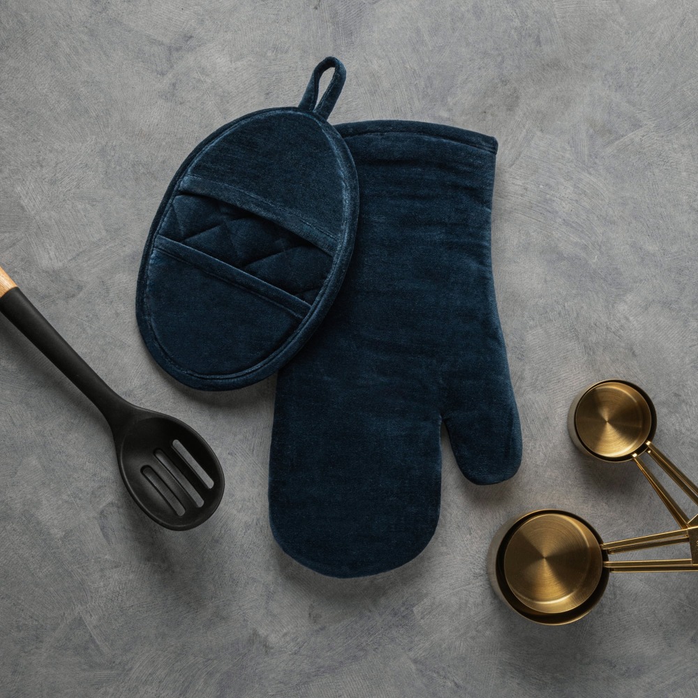 Velvet Blue 2-Piece Kitchen Ov - Kitchen Baking Gloves recensione e prezzo