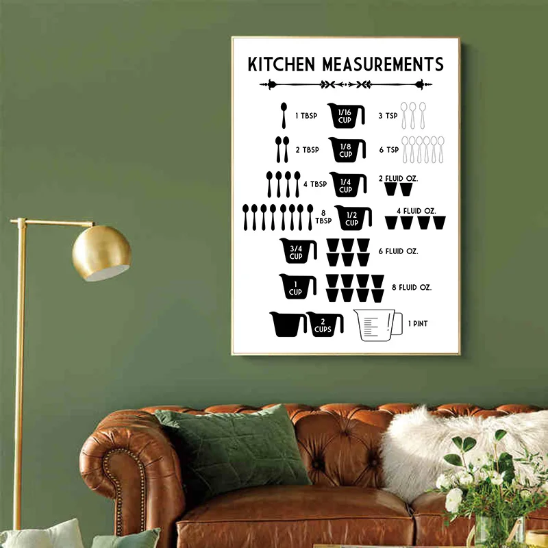 Minimalist Food Kitchen Measur - Kitchen Baking Conversion Chart recensione e prezzo