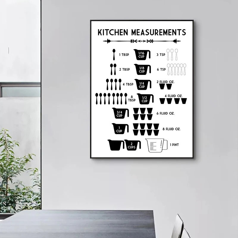 Minimalist Food Kitchen Measur - Kitchen Baking Conversion Chart recensione e prezzo
