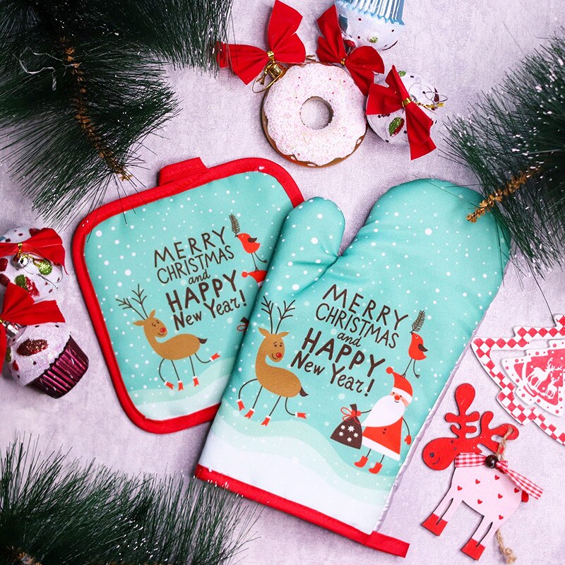 2pcs/set Christmas Oven Mitts  - Kitchen Baking Gloves recensione e prezzo
