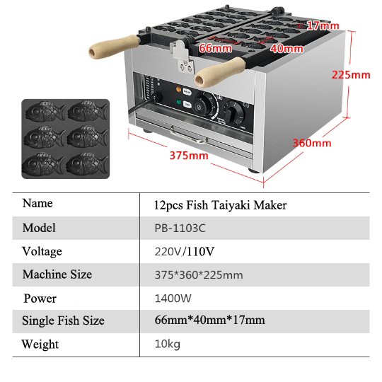 12pcs Mini Fish Shape Taiyaki  - Kitchen Baking Machine recensione e prezzo